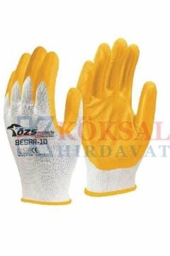 Özs İş Eldiveni Nitril Sarı-Beyaz Besar-10 Poşetli ÖZS-8901 ( 360 ÇİFT )
