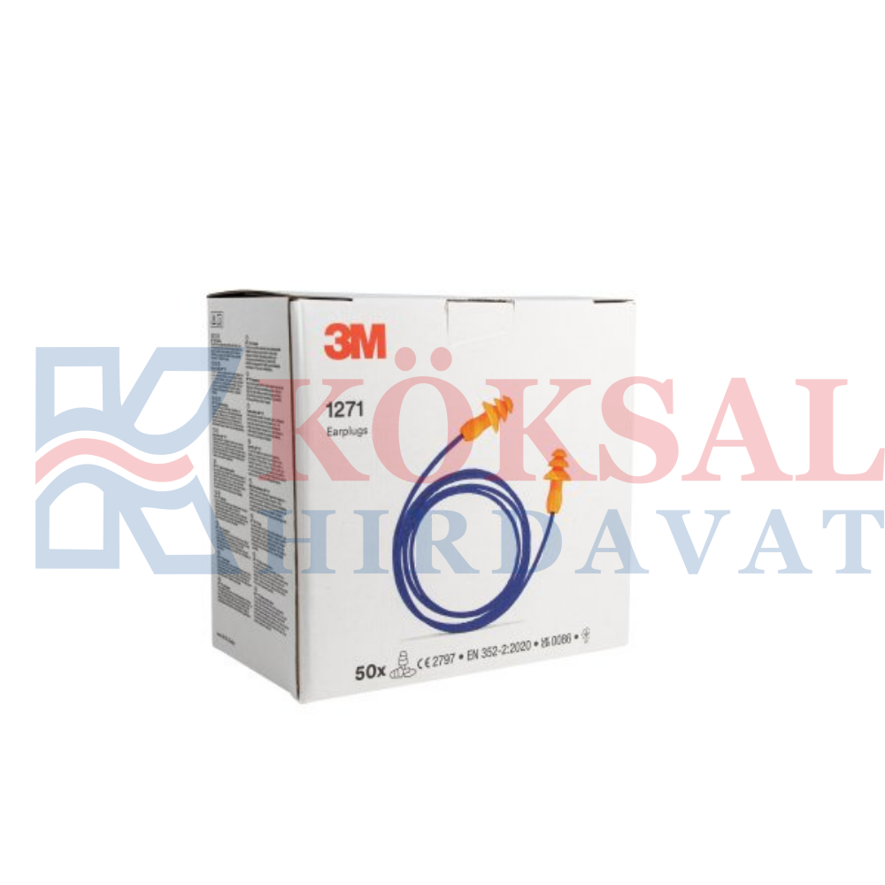 3M 1271 Yıkanabilir Kulak Tıkacı (İpli)Karton Kutu
