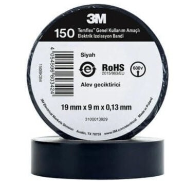 3M Temflex 1300E Siyah Bant 18mmX9,14m