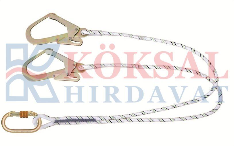 Kİ231 Çift Kollu Statik Halatlı Lanyard Büyük Kancalı