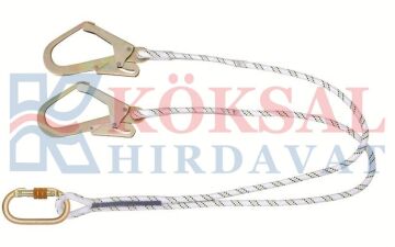 Kİ231 Çift Kollu Statik Halatlı Lanyard Büyük Kancalı