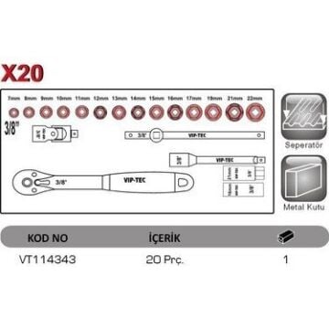 3/8'' LOKMA ANAHTAR TAKIMI - 20 PARÇA