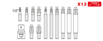 1/2'' RIBE LOKMALI BİTS TAKIMI - 13 PARÇA