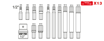 1/2'' SPLINE LOKMALI BİTS TAKIMI - 13 PARÇA