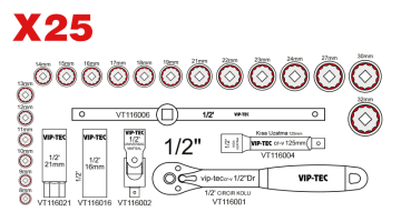 1/2''12 KÖŞE YILDIZ LOKMA ANAHTAR TAKIMI - VT114125