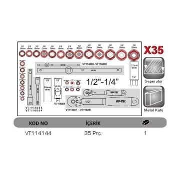 1/2'' - 1/4'' LOKMA ANAHTAR TAKIMI - VT114144