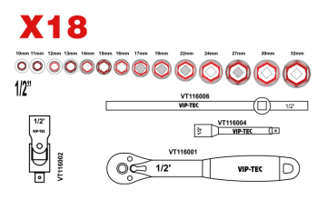 1/2'' LOKMA ANAHTAR TAKIMI - VT114122P