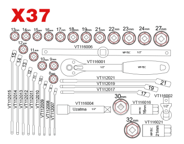 1/2'' LOKMA ve KOMBİNE ANAHTAR TAKIMI - VT114137