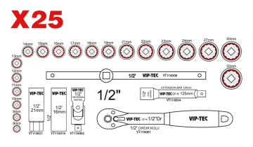 1/2''12 KÖŞE YILDIZ LOKMA ANAHTAR TAKIMI - VT114125P