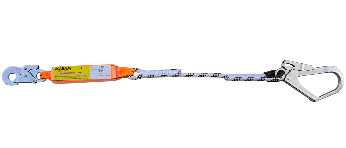 KA389 Şok Emici Tek İpli Statik Halatlı -KÜÇÜK+Büyük Kancalı