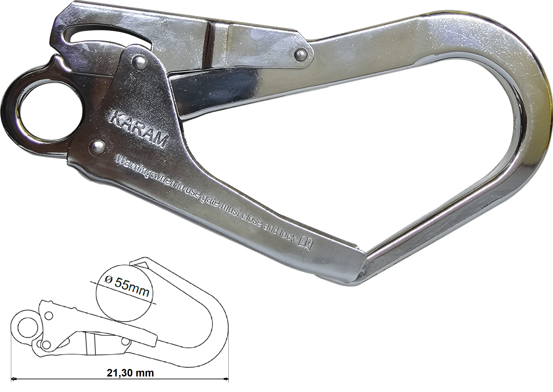 KK 131 Çelik Büyük Çift Emniyetli Kanca 25 kN 55 mm
