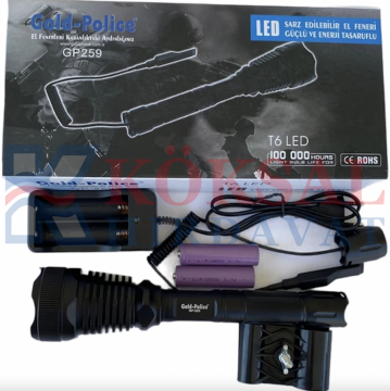 Dedebaş Gold Police GP-259 Tüfek Bağlantı Aparatlı Şarjlı El Feneri