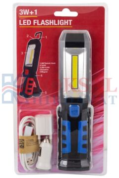 Gold Police GP-209 Şarjlı Mıknatıslı Kancalı Döndürülebilir Tamirci El Feneri