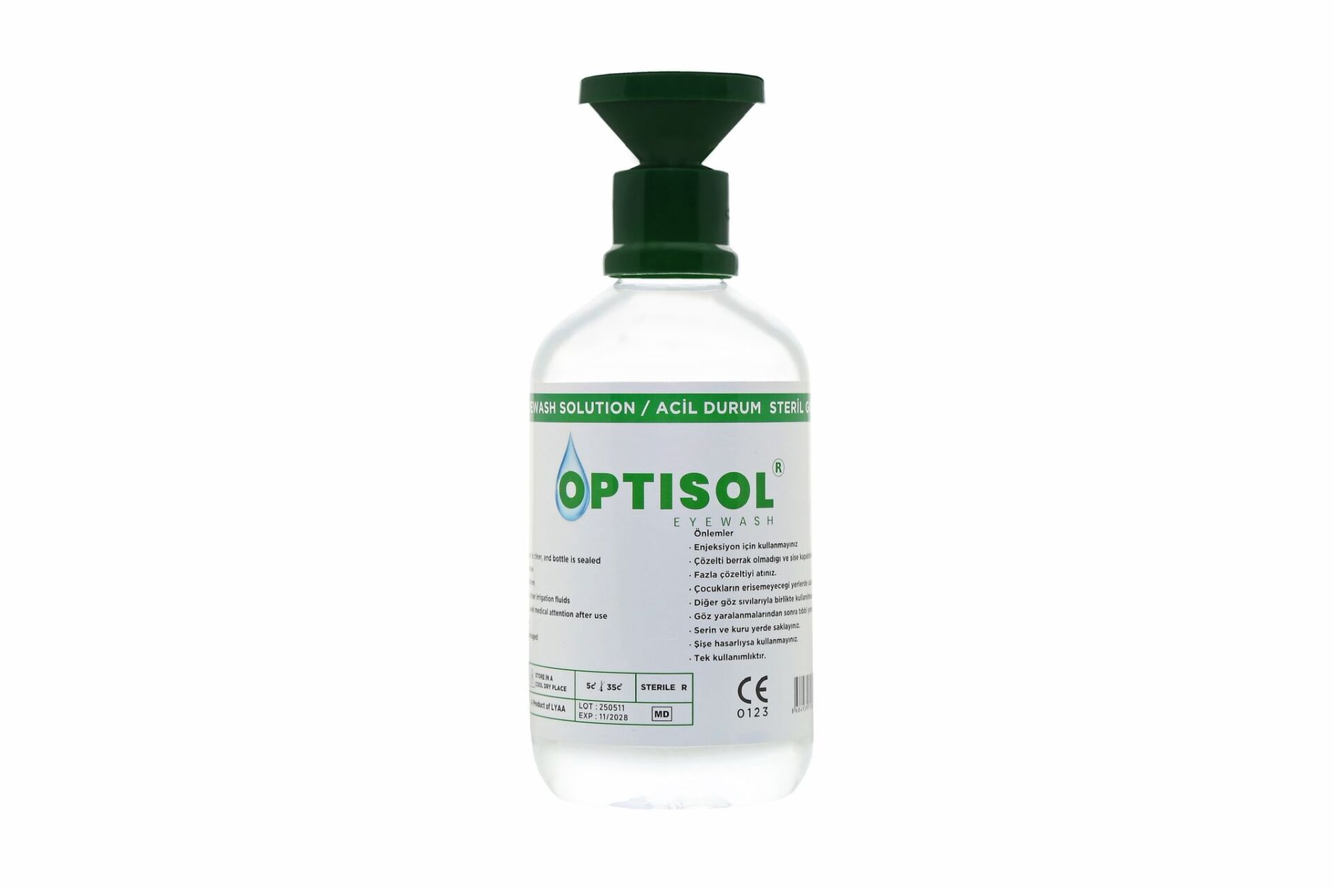 OPTİSOL Göz Duşu Suyu Solüsyonu 500ML. Sterile Sodium Cloride 0,9%