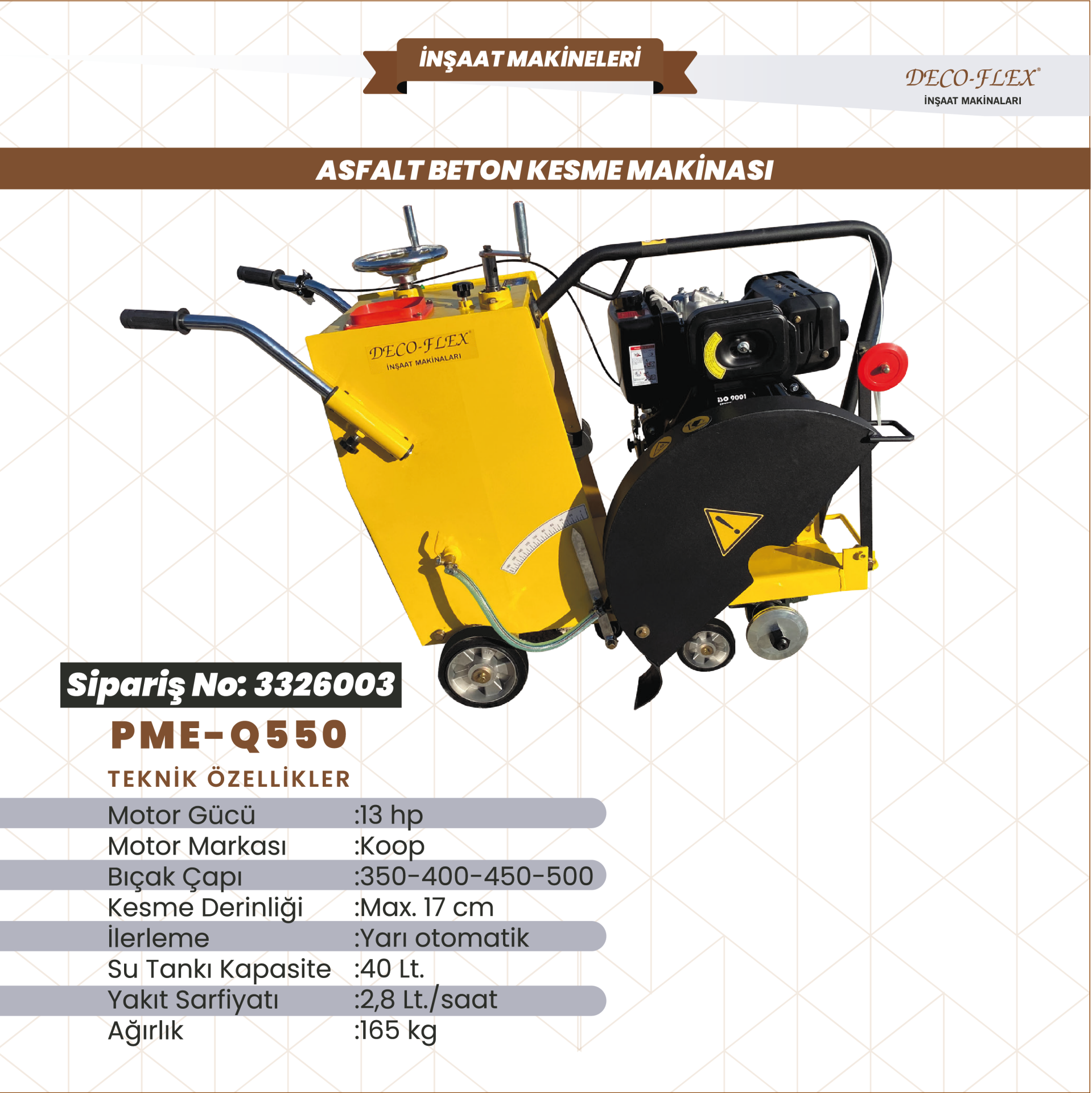 ASFALT BETON KESME MAKİNASI DİZEL Q550 DECOFLEX