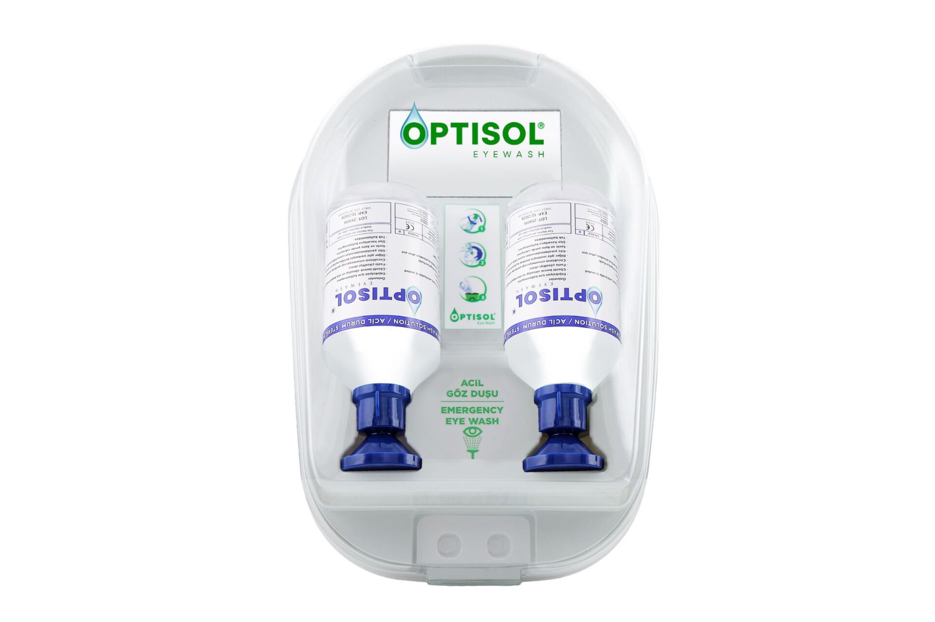 OPTİSOL Göz Duşu Duvar Panosu Kimyasal 2X500ML.Steril Fosfat 4.9%