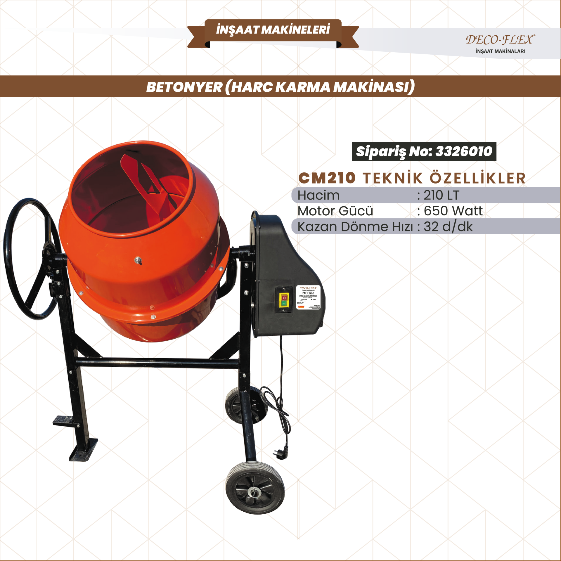 BETONYER HARC KARMA MAKİNASI CM210 DECOFLEX