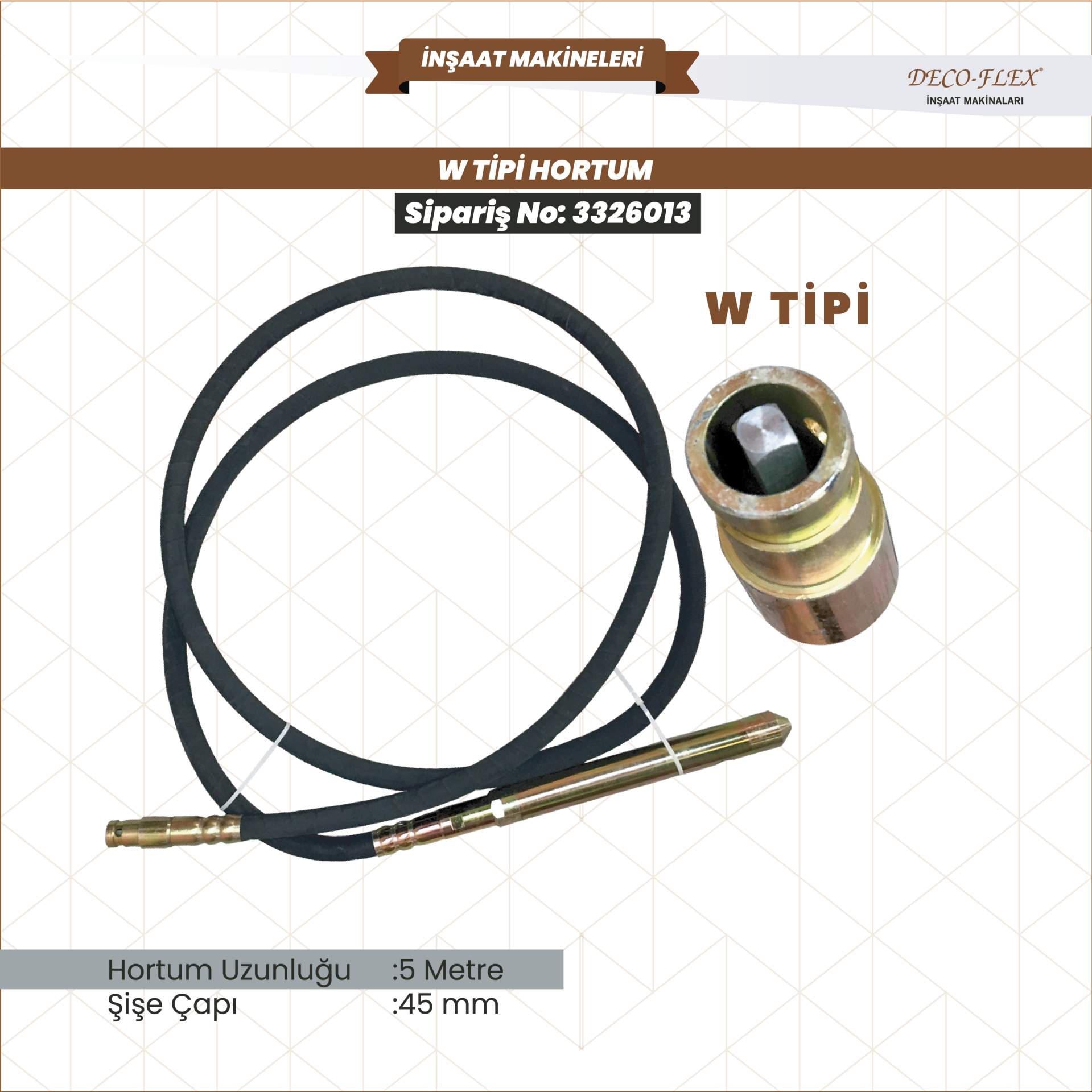 VİBRATÖR HORTUMU W.TİPİ 18000D/DK 5M*45MM DECOFLEX