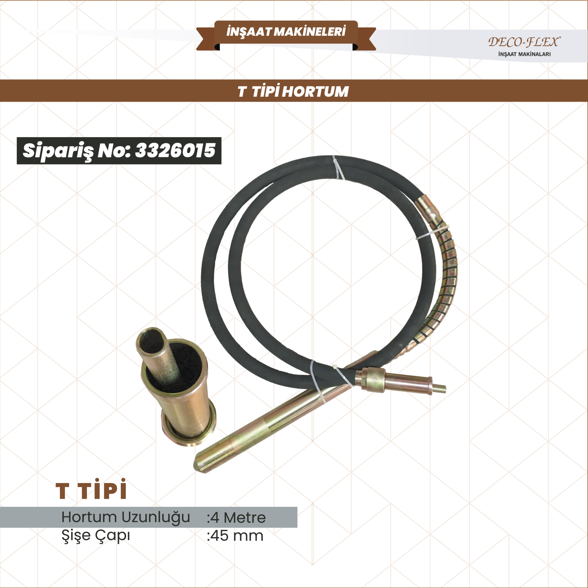 VİBRATÖR HORTUMU TÜRK 4 MT. 45 MM ŞİŞE DECOFLEX