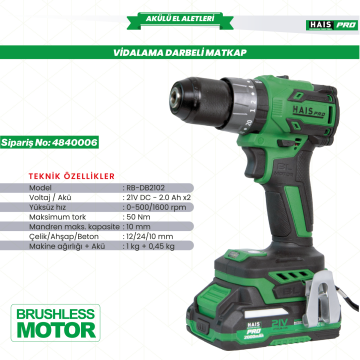 AKÜLÜ VİD. DARBELİ 21V 2.0 Ah RB-DB2102 HAISPRO