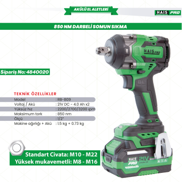 AKÜLÜ SOMUN SIK.DARB.850NM 21V4.0Ah RB-809 HAISPRO