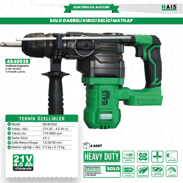 AKÜLÜ SOLO KIRICI DELİCİ MATKAP RB-BH26A HAISPRO