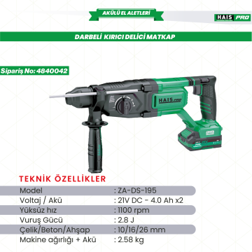 DARBELİ KIR.DEL.MATK.21V DC-4.0Ah RB-DS195 HAISPRO