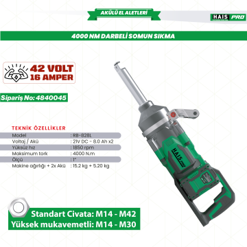 DARBELİ SOM.SIK.4000NM 21V DC-8.0 RB-828L HAISPRO