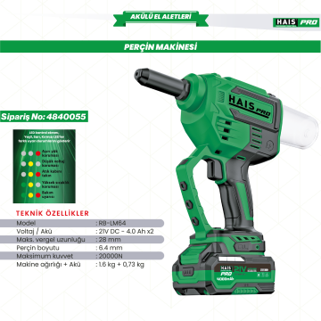 PERÇİM MAKİNASI 21V DC-4.0Ah RB-LM64A HAISPRO