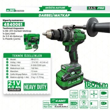 AKÜLÜ VİD.MATK.DARB. 21V 4A S30 RB-2111 HAISPRO