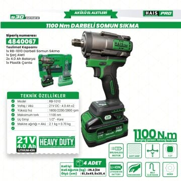 AKÜLÜ SOM.SIK.DARB.1100 21V4A S30 RB-1010 HAISPRO