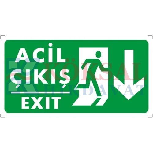 ACİL ÇIKIŞ (AŞAĞI) - İKAZ LEVHASI
