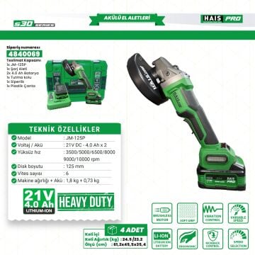 AKÜLÜ TAŞLAMA S30 RB-125P HAISPRO