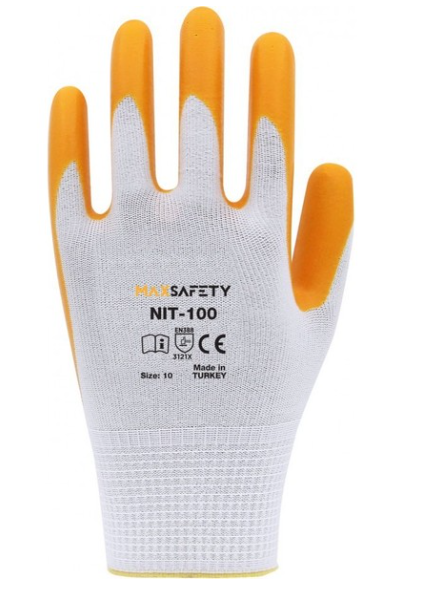 Maxsafety NIT-100 Polyester Nitril Eldiven