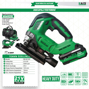 AKÜLÜ DEKUPAJ TESTERESİ RB-DK185 HAISPRO