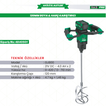 BOYA VE HARÇ KARIŞ. 120MM 21V DC-4.0 GJ800 HAISPRO
