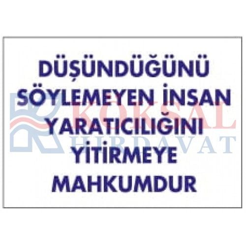 DÜŞÜNDÜĞÜNÜ SÖYLEMEYEN İNSAN YARATICILIĞINI YİTİRMEYE MAHKUMDUR
